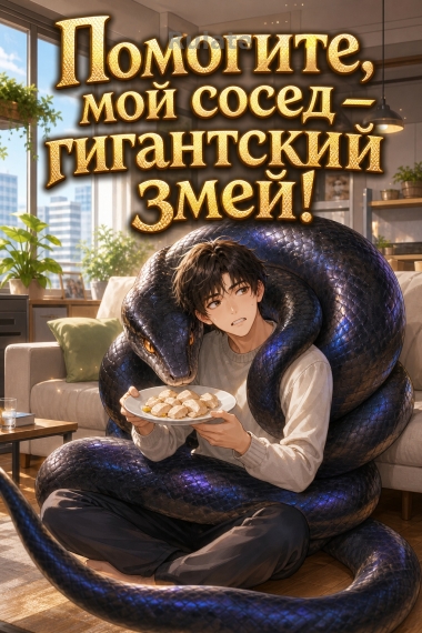 Помогите, мой сосед — гигантский змей! - обложка ранобэ читать онлайн