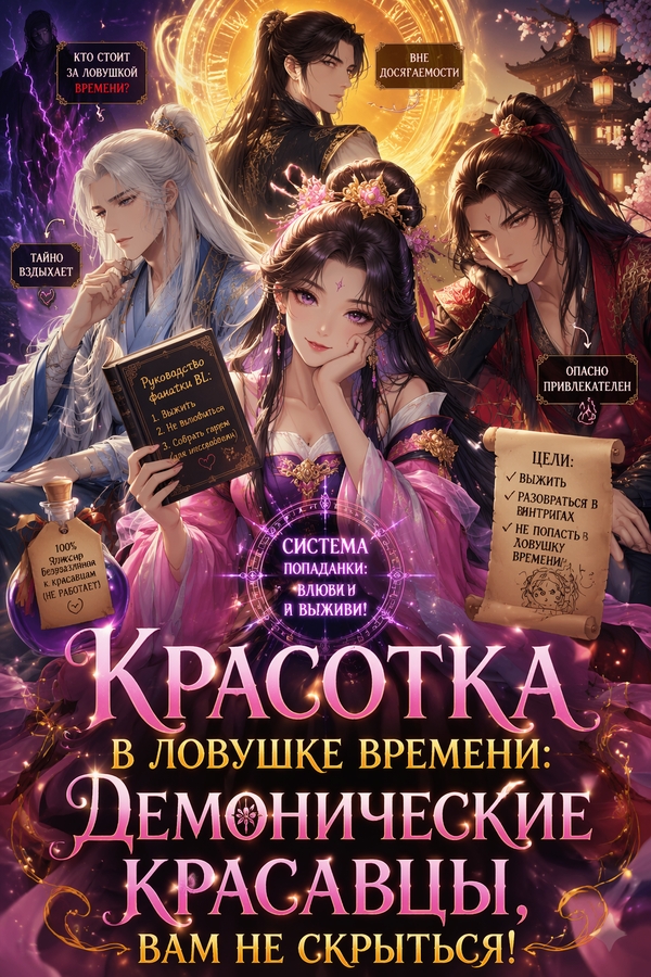 Красотка в ловушке времени: Демонические красавцы, вам не скрыться! - обложка ранобэ читать онлайн