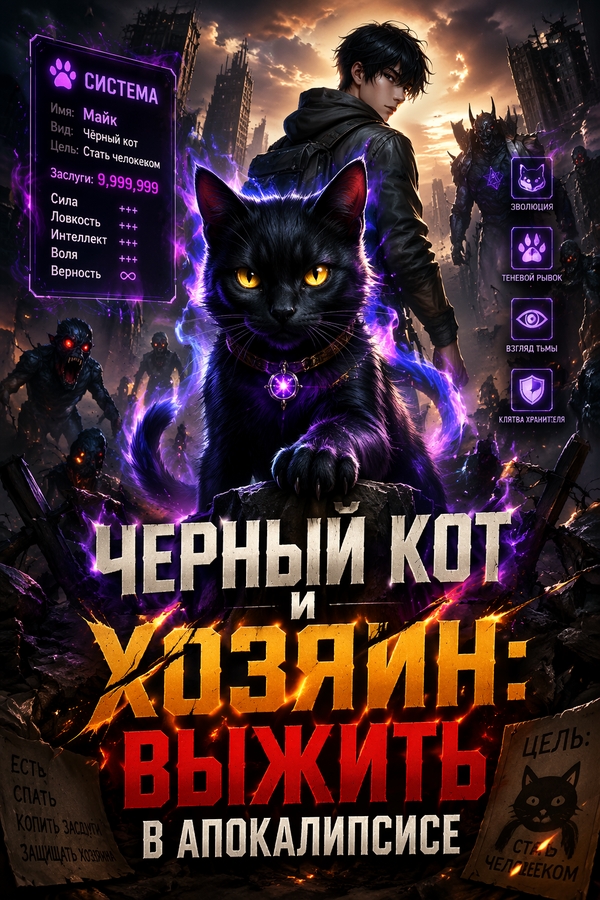 Черный кот и хозяин: выжить в апокалипсисе - обкладинка ранобе читати онлайн