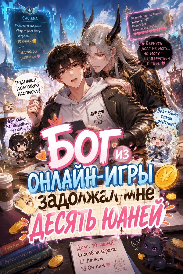 Бог из онлайн-игры задолжал мне десять юаней - обложка ранобэ читать онлайн