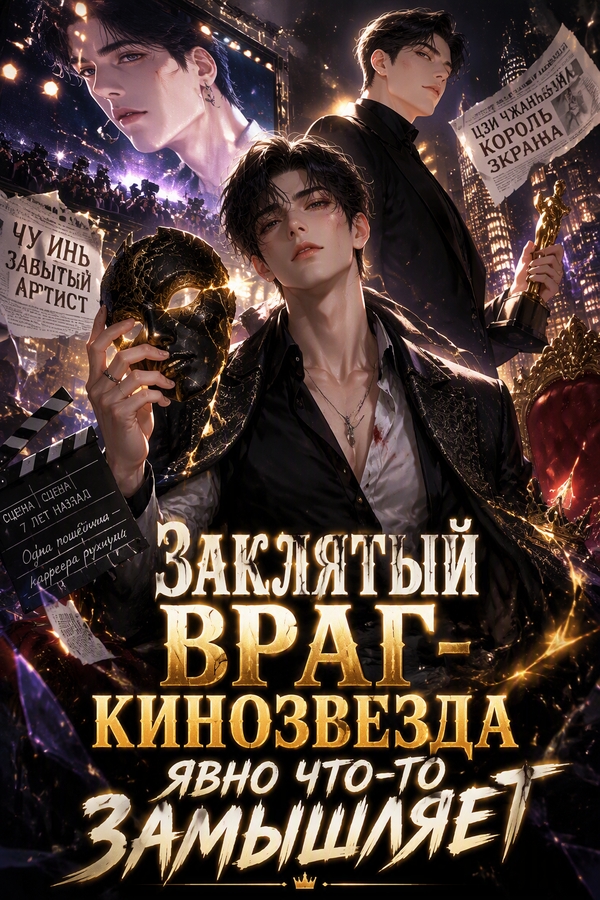 Заклятый враг-кинозвезда явно что-то замышляет - обложка ранобэ читать онлайн